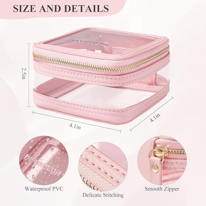 ROWNYEON Clear Makeup Case Toiletry Bag Multipurpose Travel Makeup Train Case Portable Cosmetic Organizer Transparent Storage Bag