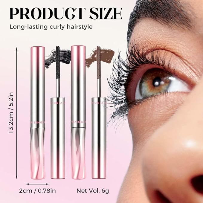 Iron Wand Mascara, 2026 Upgrade Waterproof Long Lasting Metal Mascara, Metal Wand Natural FinishMascara, Eyelash Primer Tubular Mascar Suitable for Both Upper and Lower Lashes (Black)