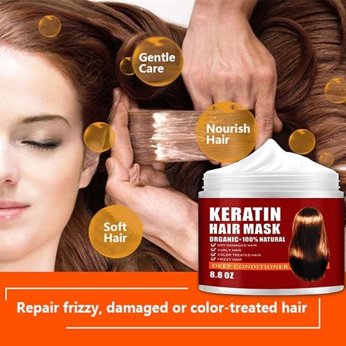 Keratin Hair Mask,Keratin Hair Treatment 250g Hair Mask for Dry Damaged Hair,Deep Conditioning Hair Treatment Mask Repair Treatment Damage Hair Root,Natural Deep Conditioner Hydrating Hair Care Gifts