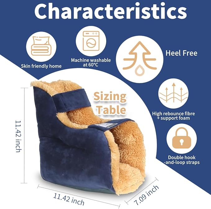 Heel Protectors for Bed Pressure Sores in Bed,Foot Boot Pillow Comfort Cushion for Bedridden Patients Remove Bedsores, Ankle Booties Pad for Ulcer Pain Relief (Gray, Pack of 1 Count)