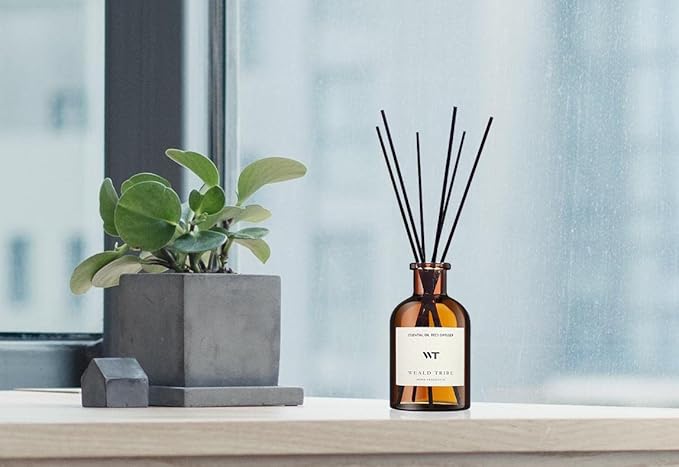 WEALD TRIBE Reed Diffuser Set for Bathroom Air Fresheners, Oil Diffuser Sticks | Vanilla Whiskey Scent 4.0 fl oz Home Fragrance with Sticks Defusers | House Bedroom Office Shelf Decor