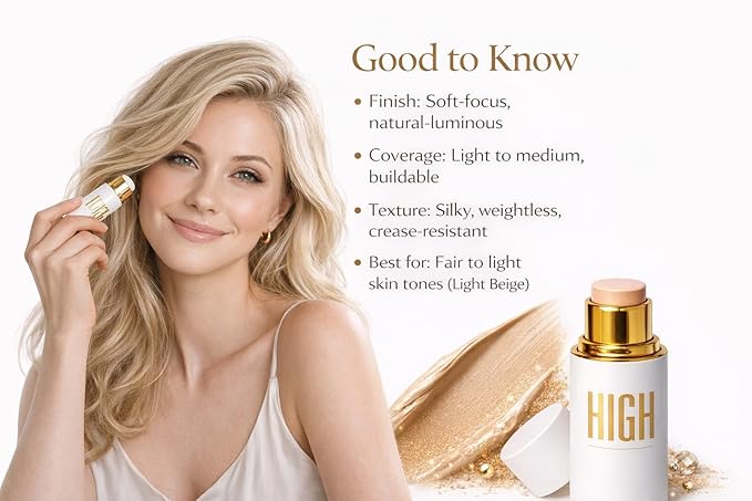 Luxury Contour & Concealer Stick Light Beige Shade for Tan Skin Creamy Blendable Formula, Long Wear Natural Finish, Non Cakey (High Cosmetic Agency)