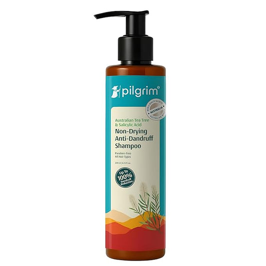 Pilgrim Anti-Dandruff Shampoo with Australian Tea Tree & Salicylic Acid | Non-Drying Itchy Scalp Treatment | Reduces Visible Flakes | Suitable for All Hair Types | 6.76 Fl Oz (200ml)