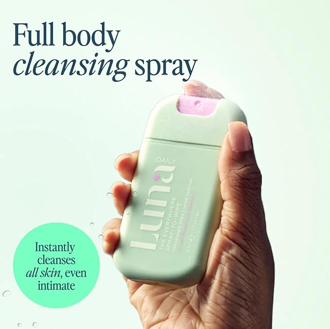 Luna Daily Body Cleansing Spray | Unscented pH-Balanced Feminine & Body Mist | Hydrating & Gentle for Intimate Hygiene, Underarms & Private Parts | Travel Essential for Women, Gym & Daily Care, 30ml