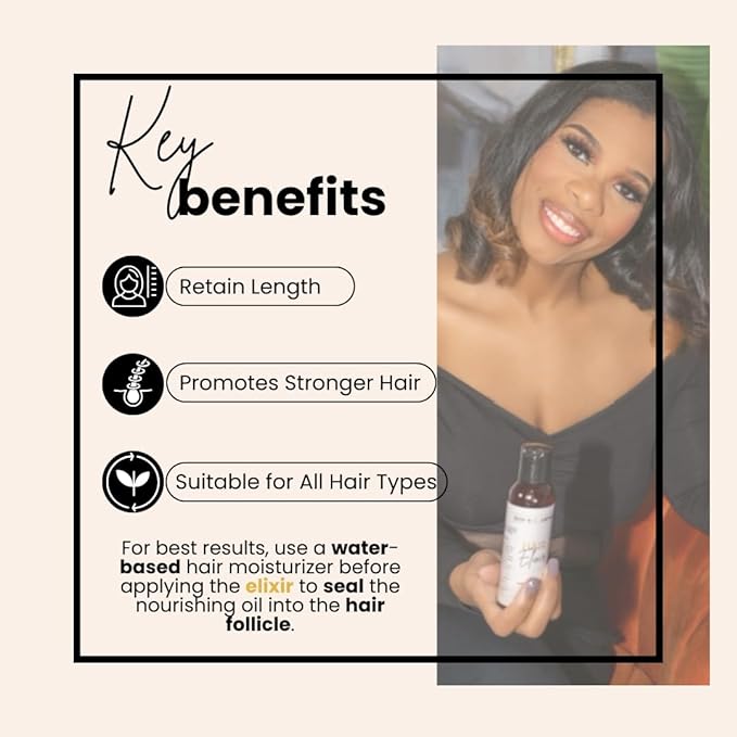 BASK & LATHER Elixir Hair Strengthening Oil, Jamaican Black Castor Oil, For Volume, Thickness, Detangle, De Frizz, Conditions New Hair Growth, 4 fl oz