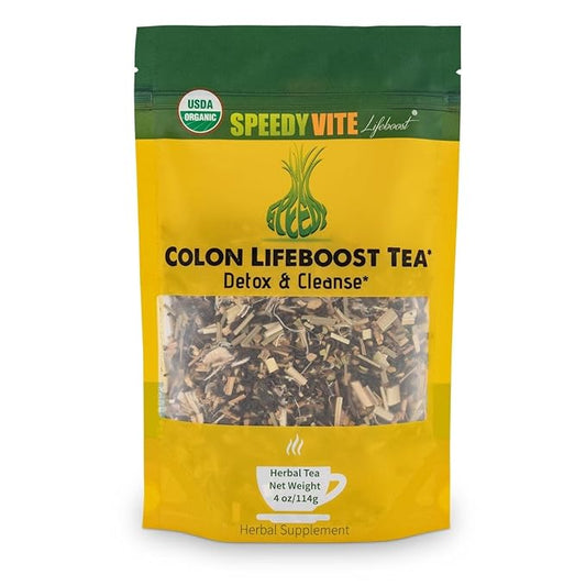 SpeedyVite Colon LifeBoost Tea Detox and Cleanse - Organic Pu'er Tea with Ginger, Lemongrass - for Increased Colon Health and Function