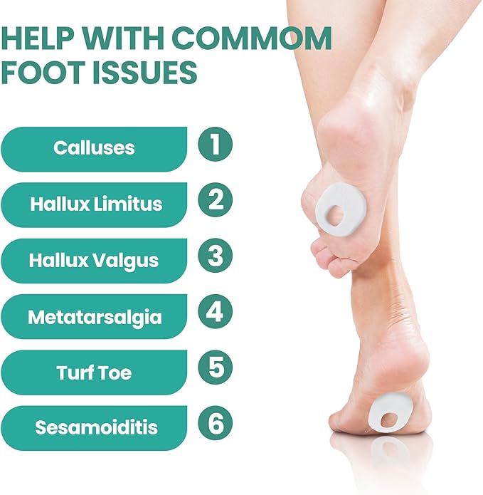 Welnove 42pcs Callus Pad with Water-Resistant Self-Stick Adhesive, Protects Foot, Heel and Toes from Rubbing and Friction,Oval Shape Design,Reduce Pressure and Friction from Shoes Rubbing-White