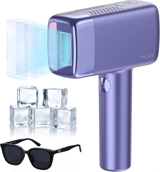 MLAY T14 IPL Epilator – 96.39% Hair Reduction in 4 Weeks, 500 Million Flashes, Pain-Free with Cooling System (Not a Laser), Suitable for All Skin Types, Purple
