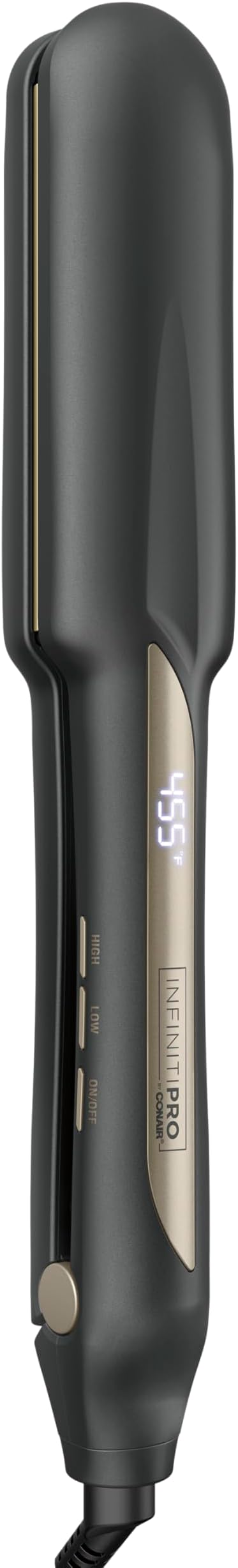 Infiniti PRO CONAIR Tourmaline Ceramic 1 ½-Inch Flat Iron Digital Hair Straightener, 1 ½-Inch Flat Iron to Straighten or Curl, 5 Heat Settings, for All Hair Types and Textures, Dark Gray