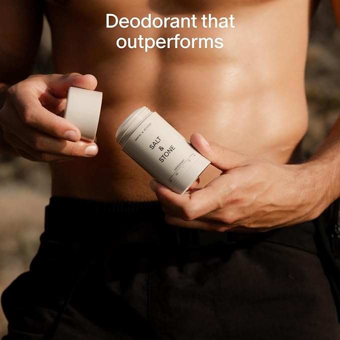 SALT & STONE Aluminum Free Deodorant | Extra Strength 48 Hour Protection for Women & Men | Made with Seaweed Extracts, Niacinamide & Prebiotics (Saffron & Cedar)