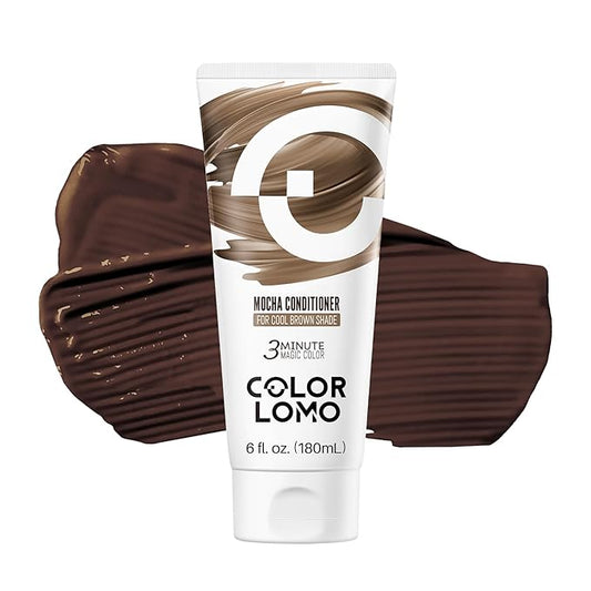 COLORLOMO Semi Permanent Hair Color - 6 oz Color Depositing Conditioner with Shea Butter & Almond Oil- Color Conditioner Depositing Hair Mask - Vegan, Paraben, Ammonia & Sulfate Free -Mocha