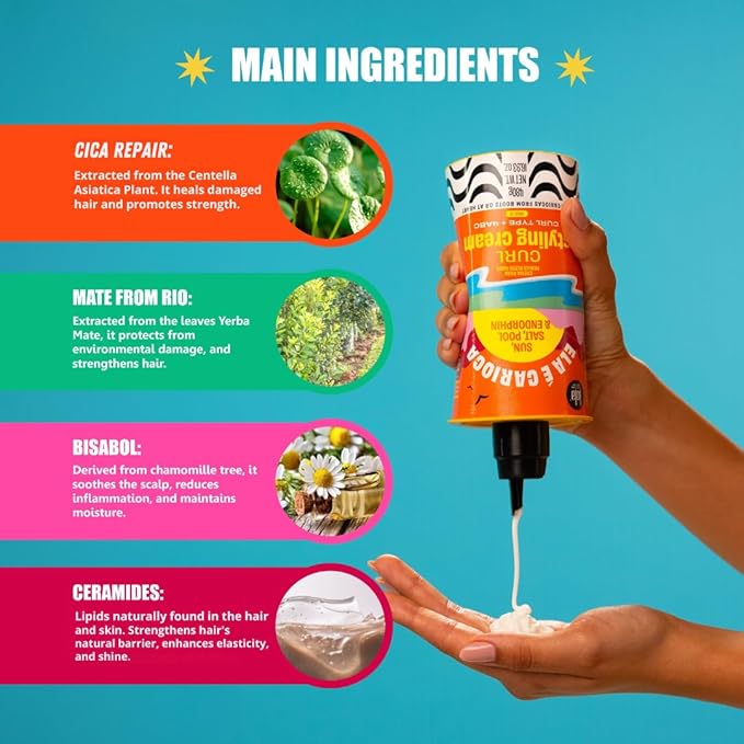 Lola From Rio - Ela E Carioca 4ABC Curl-Defining Cream, Boost Hydration, Minimize Frizz, Provide Soft, Flexible Control for 4ABC Curl Type, 17.64 Fl Oz