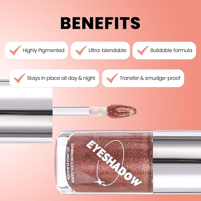 SUAKE Liquid Sparkling Glitter Eye Shadow – Rose Gold Cherry Eyeshadow, Eyeliner, Eyelid Shimmer Highlight Makeup, Highly Pigmented sombra de para ojos,Waterproof Quick-Drying (04Sand#)