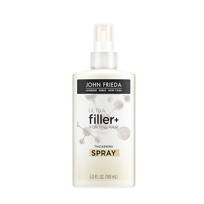 John Frieda ULTRAfiller+ Thickening Spray, Thickening & Strengthening Spray for Damaged or Thin Hair, Infused with Biotin and Hyaluronic Acid to Strengthen Hair for Thicker Fuller Results, 5 Oz