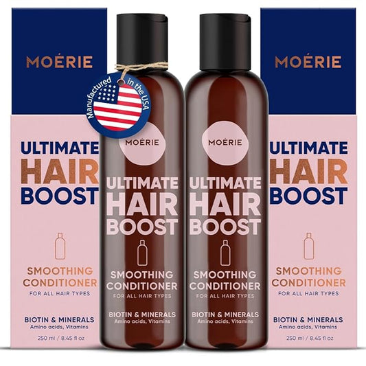Moerie Ultimate Hair Growth Conditioner – For Longer, Thicker, Fuller Hair - Vegan Friendly Volumizing Hair Products – Paraben & Silicone Free – All Hair Types – Reverse Hair Loss – Double Set