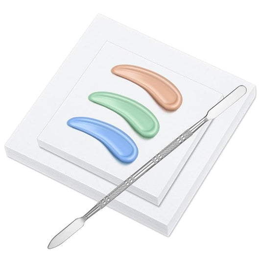 100 Sheets Disposable Nail Art Palette Paper,Makeup Mixing Palette Paper,2 Sizes of Waterproof Portable Nail Art Palette with Stainless Cosmetic Spatula for Makeup Nail Gel Mixing Home Salon