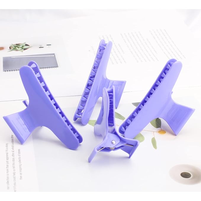 Ondder 12 Pack Purple Butterfly Hair Clamps Clips Hair Claw Clips Salon Pro Section Clip for Styling, Sectioning, Cutting, Coloring Hair Clips Hairdressing Salon Tool Hair Accessories for Women Girls