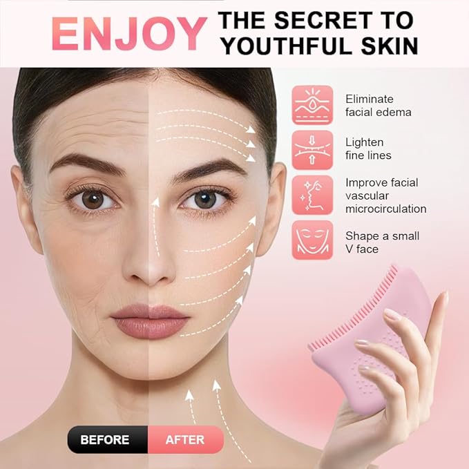 Silicone Face Lymphatic Brush – Ultra Soft Drainage Tool for Puffiness & Contour, Gentle for Daily Use & Sensitive Skin Friendly (1)