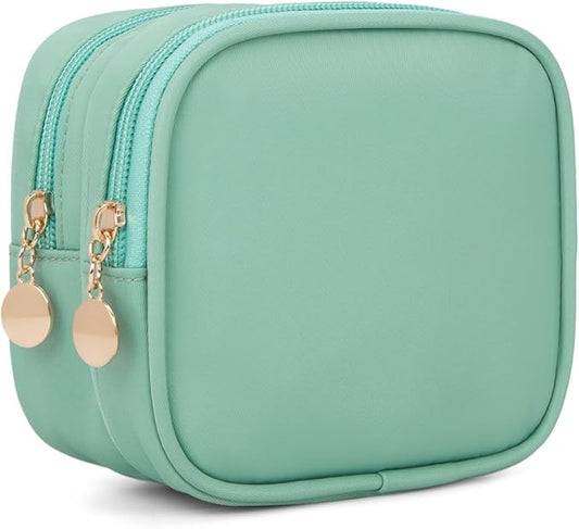 Small Makeup Pouch, Double Zipper Cosmetic Bag, Travel Makeup Bag, Cute Makeup Bag for Purse, Mini Toiletry Bag (mint green)