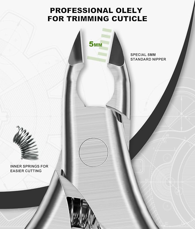Cuticle Trimmer Set With Case, Professional 0.2" Jaw Cuticle Remover with Abs Handle, Precision Cuticle Cutters Pedicure Manicure Nail Tool cut