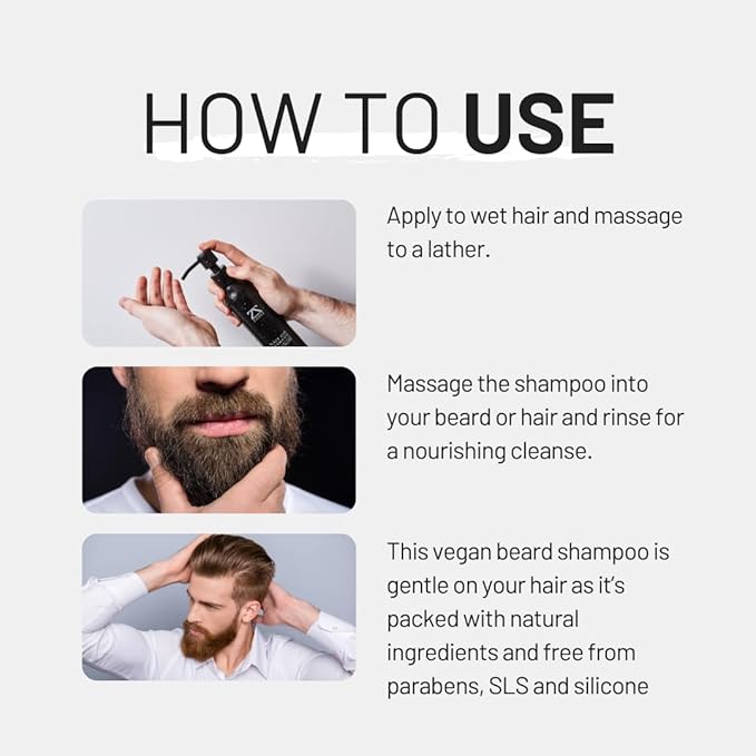 ZOUSZ Beard Shampoo For Men - Black Oud Cleansing, Vitalising and Nourishing Daily Beard Wash Containing Natural & Organic Ingredients + PRO-Vitamins - 250mL