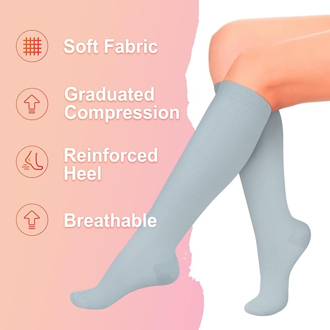 Iseasoo 4 Pairs Compression Socks for Women Circulation-Best Support for Nurses,Running,Athletic,Travel