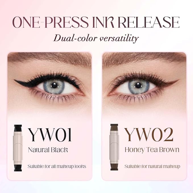 Rotating Eyeliner Stamp Pen, 2026 Upgrade Long Lasting Rotating Waterproof Winged Eyeliner Stamp Pen, Smudge Proof Eye Liner Tool (Black+Brown)