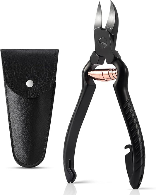 BEZOX Podiatrist Toenail Clippers, Heavy Duty Ingrown Nail Clippers for Thick Nails, Surgical Grade Stainless Steel Pordiatry Ingrwon Toenail Tools - Black