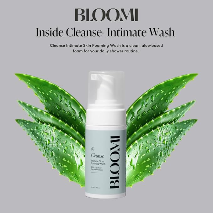 Bloomi Cleanse Intimate Skin Foaming Wash for Women - Hydrating Aloe Vera Cleansing for Intimate Areas Gentle Soothing Feminine Hygiene Shower Moisturizing Natural Foaming Soap Wash 3.4oz (1)