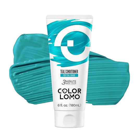 COLORLOMO Semi Permanent Hair Color - 6 oz Color Depositing Conditioner with Shea Butter & Almond Oil- Color Conditioner Depositing Hair Mask - Vegan, Paraben, Ammonia & Sulfate Free -Teal