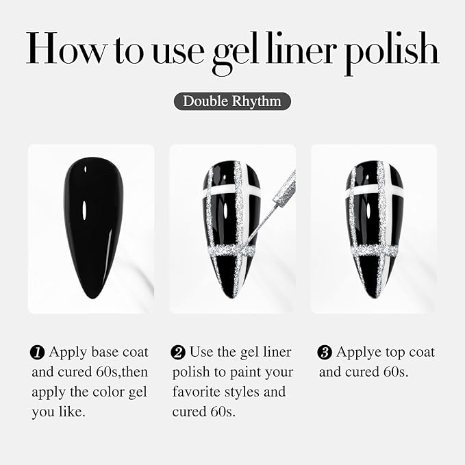 Double Rhythm 15 Ml Metallic Gel Liner Nail Art Gel Bronze Mirror Chrome Painted Drawing Stripper 3D Effect Gel Polish (Glitter Gold-L1002)