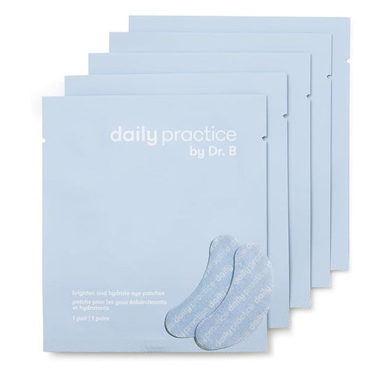 Daily Practice by Dr. B Brighten & Hydrate Under Eye Patches - Cooling Hydrogel Eye Masks for Dark Circles, Puffiness & Tired Eyes - Ophthalmologist-Created, Dermatologist-Tested (5 Pack, 1 Pair Each)