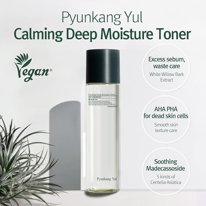 Pyunkang Yul PKY Calming Deep Moisture Toner - Face Toner for Women containing AHA and PHA - for Teens and Adults - Astringent for Face - Korean Facial Toner - 150ml 5.07 Fl. Oz.