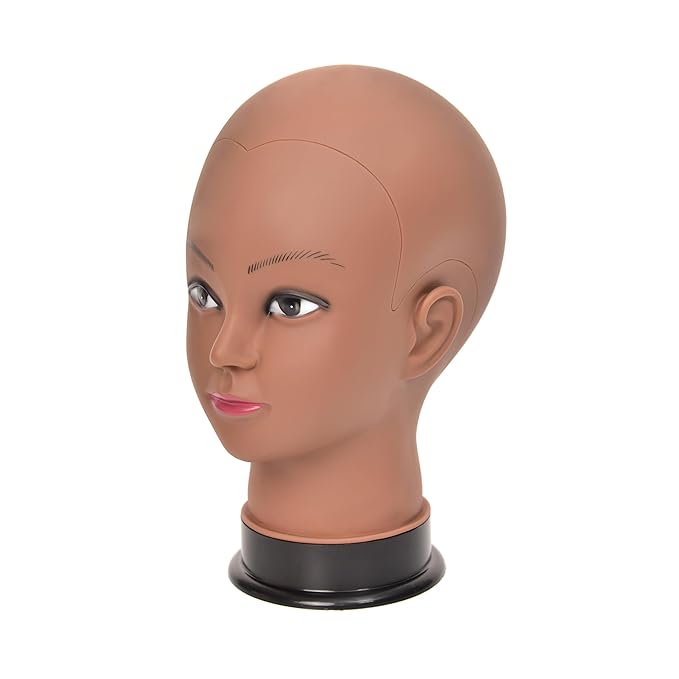 Bald Female Mannequin Head 22 Inches Big Head Circumference Makeup Training Head Wig Head Professional Cosmetology for Wig Making and Display Hat Helmet Glasses Display Head Model with Clamp Stand
