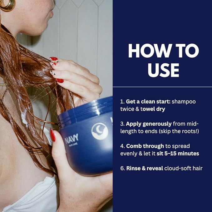 NAVY HAIR CARE Lunar Cloud Hair Mask | Deep Hydration, Frizz Control & Repair for All Hair Types | Lightweight Treatment with Argan Oil, Coconut Oil & Keratin | Vegan & Cruelty Free | 16 oz