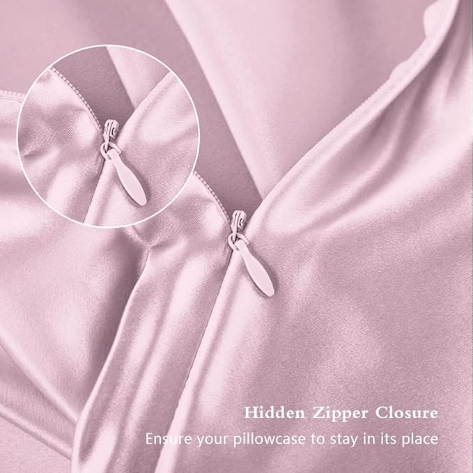 Silk Body Pillow Cases, Mulberry Silk Body Pillow Cover with Zipper, Smooth, Anti Acne, Cooling Sleep Both Sides Natural Silk Satin 20x54 Body Pillowcase, Gifts for Women Men, Light Pink