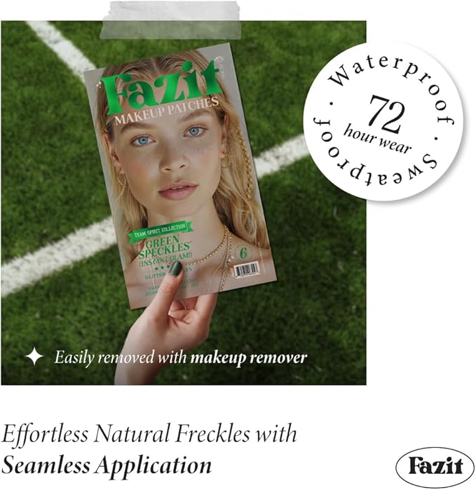 Fazit Makeup Patches - Green Speckles - Glow Up Make-Up Patches - Cute Glitter Makeup Accessories for Women - Cosmetic Glitter for Face