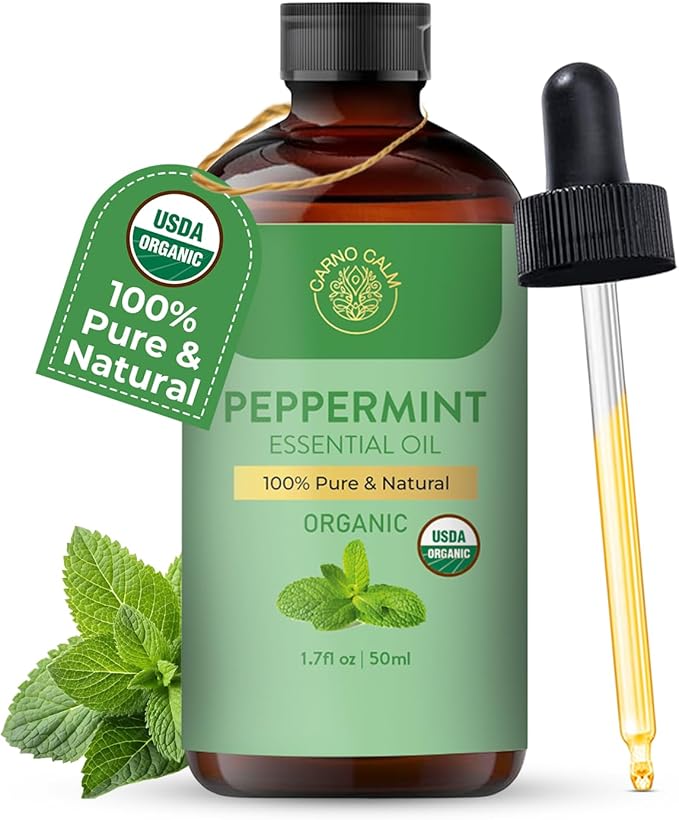 Peppermint Essential Oil | USDA Certified Organic Pepper Mint Oil | for Diffuser, Skin, Hair, Aromatherapy, Soap & Candle Making | 1.7 fl. oz