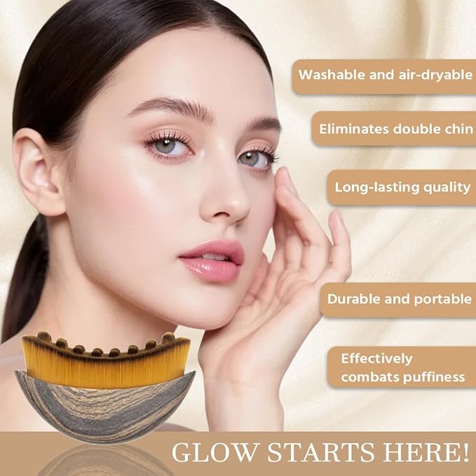 2 Pack Lymphatic Contour Face Brush & Drainage Massager – Ergonomic Sculpting Tool for Facial Contours, Skin Glow & Skincare Absorption (Contour Brush+Case)