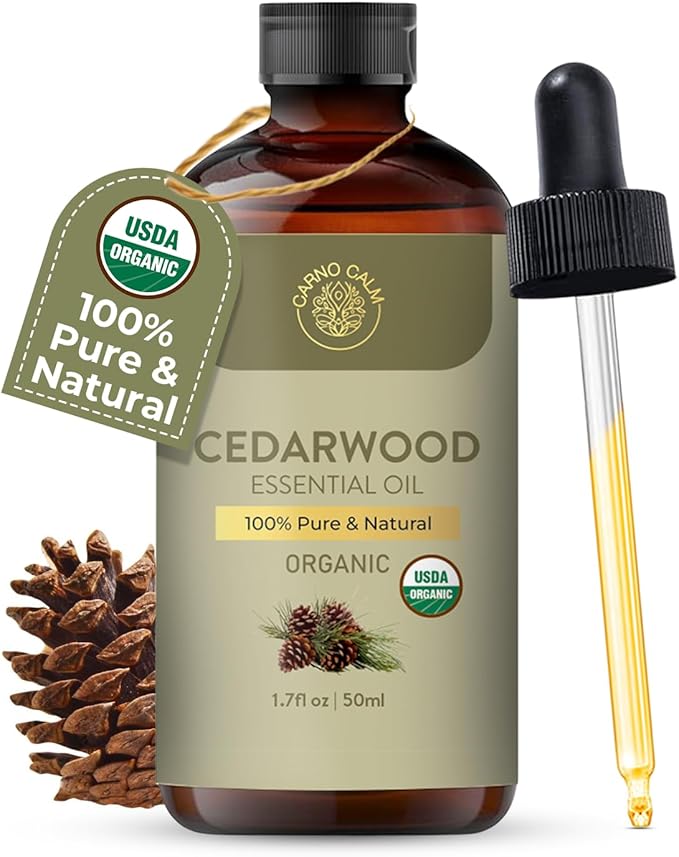 Organic Cedarwood Essential Oil 50ml : 100% Pure & Natural Cedarwood Oil for Hair | for Skin, Diffuser, Soaps & Candles | 1.7 fl oz