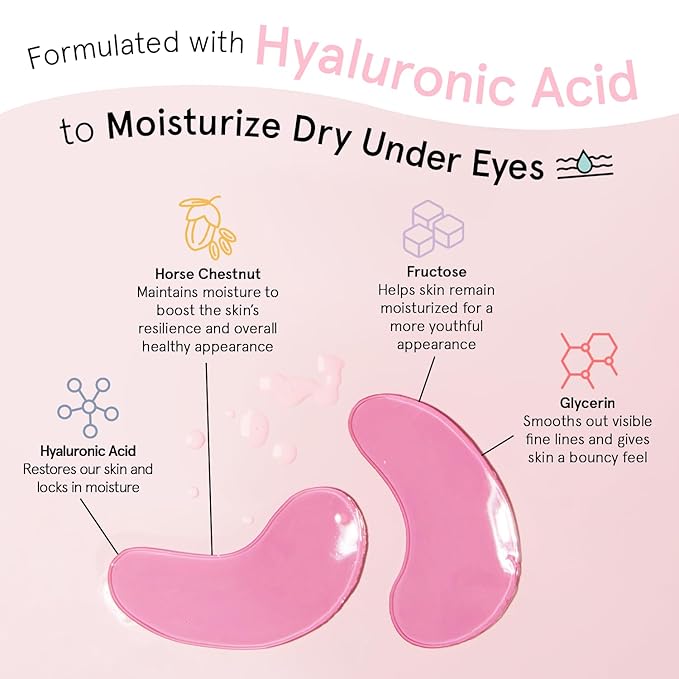 grace & stella Award Winning Under Eye Mask - Reduce Dark Circles, Puffy Eyes, Undereye Bags, Wrinkles - Gel Under Eye Patches - Valentines Gifts for Her - Vegan Cruelty-Free (48 Pairs, Pink)