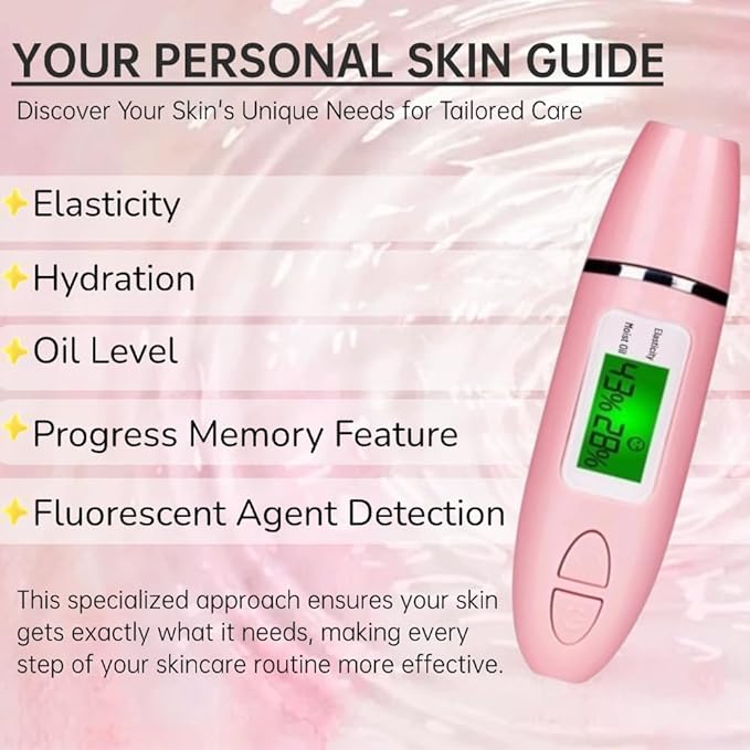 Detector For Face, Skin Hydration Tester, Skin Analyzer Machine Professional, Skin Analyzer Machine Water Oil Monitor for Skin Care, LCD Display Monitoring Meter for Home Traveling Beauty Salon