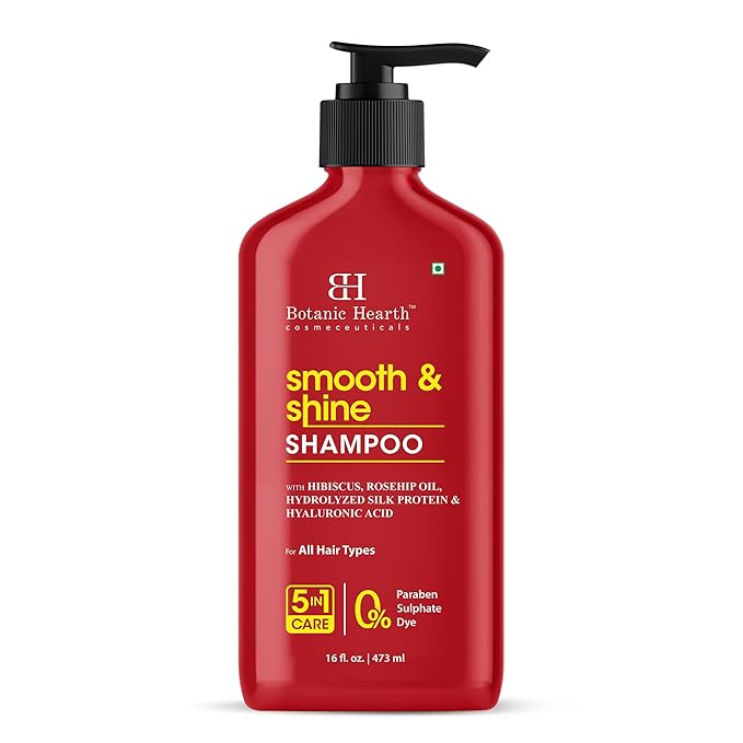 Botanic Hearth Hibiscus Shampoo Infused With Rosehip Oil, Hydrolyzed Silk Protein & Hyaluronic Acid Clarifying Shampoo To Smooth, Add Shine & Strengthen Hair| For All Hair Types, 16 Fl Oz