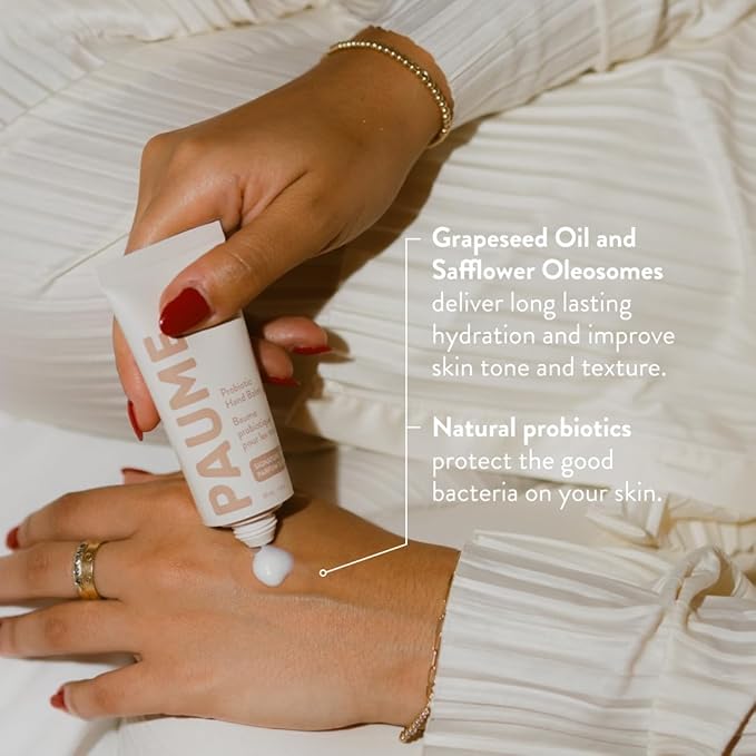 PAUME 4-Pack Mini Probiotic Hand Balm, Hydrating, Non-Greasy Hand Moisturizer for Dry, Chapped, Or Aging Skin, Fast Absorbing, Long Lasting, 4 Count, 1 oz Each