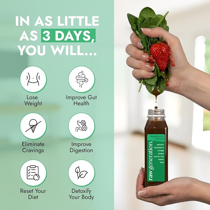 Raw Generation 5-Day Detox Cleanse – 23% Less Sugar Than Other Cleanses | Detox Your Body | Reset Your Diet & Support Weight Loss | Improved Energy | Clearer Skin | Improved Gut Health