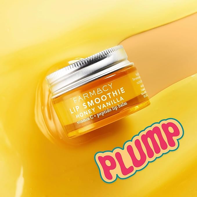 Farmacy Vitamin C + Peptide Hydrating Lip Balm - Lip Smoothie Moisturizing + Plumping Treatment - Smooths Lines with a High-Gloss Finish - Honey Vanilla (10g)