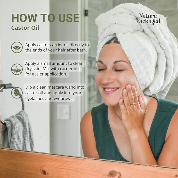 Nature Packaged Organic Castor Oil Direct From India - Cold Pressed Castor Oil For Face, Hair Growth, Eyelash Serum, Eyebrow - Skin and Face Moisturizer and Detox - Hexane Free 4 Gallon