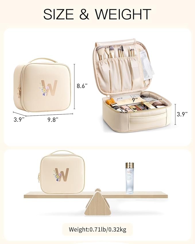Vlando Gift for Women,Travel Makeup Bags for Women,Birthday Gifts for Friends Initial Sister Birthday Gift Ideas Wedding Gifts(Letter W)