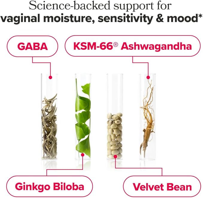 O Positiv URO Vaginal Moisture & Mood – Formulated to Support Vaginal Moisture, Mood & Relaxation – with KSM-66® Ashwagandha, Ginkgo Biloba, Mucuna pruriens, and GABA – 30 Servings