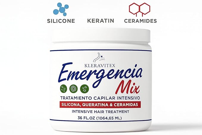 Emergencia Mix Intensive Mask with Silicone, Keratin, and Ceramides for Deep and Restorative Repair, Revitalize and Strengthen Damaged Hair, Providing Shine and Softness (36 OZ)
